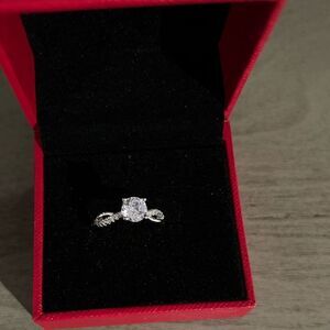 Moissanite adjustable silver ring
